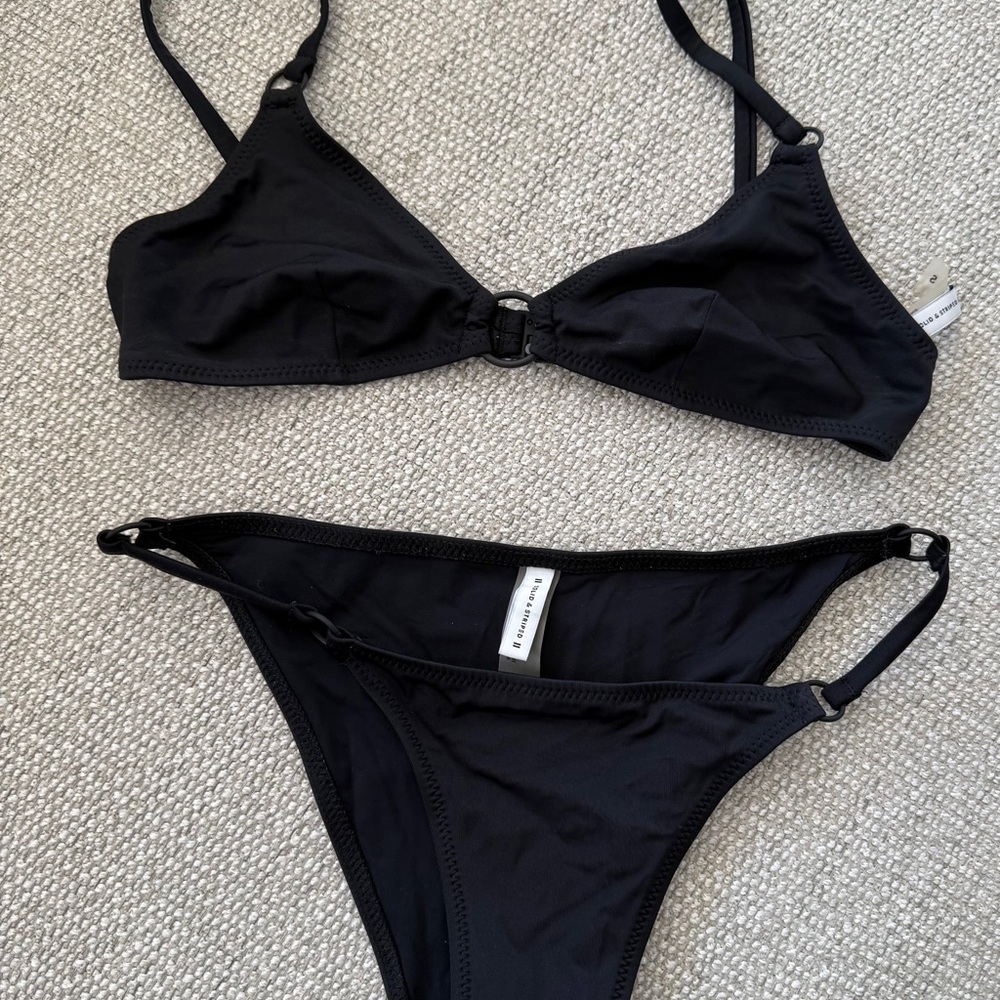 Solid & Striped Black Bikini Set, Size Small - image 1